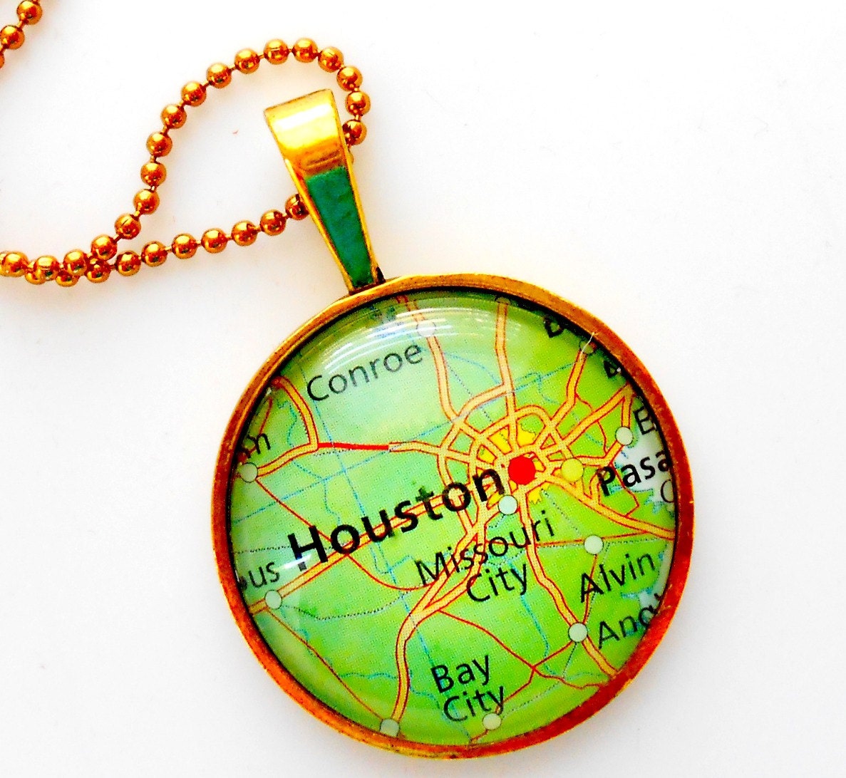 Map Necklace Houston Texas