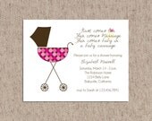 Baby Carriage Baby Shower Invitations - Gender Neutral - Choose from Pink, Green, Blue, or Yellow Polka Dots - Set of 12 Custom Invites