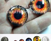 20mm Fire Glass Eyes Handmade Glass Taxidermy Doll Eyes Cabochons for Steampunk Jewelry and Pendant Making