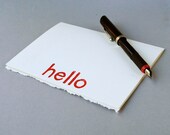 Red Notecard - Hello Greeting Card - Red and White - 5 x 7 inches