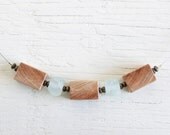 Wood Necklace // Reclaimed Madrone Beads and Recycled Glass // One of a Kind
