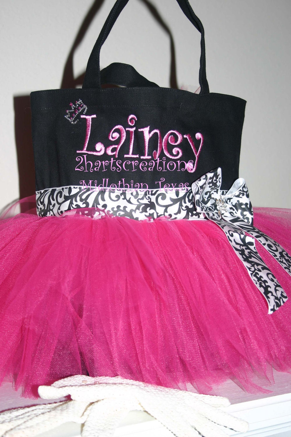Tutu Tote Bag with tiara and crown rhinestones