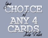 Custom Notecard Set - Choice of Any Four Block Print Cards - 5 x 7 inches