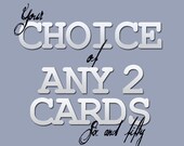 Custom Notecard Set - Choice of Any Two Block Print Cards - 5 x 7 inches