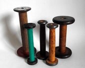 Set of 5 Vintage  Wooden Spools