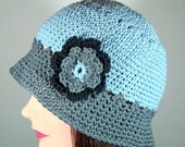 Cloche Hat in LIght Blue, Slate Gray