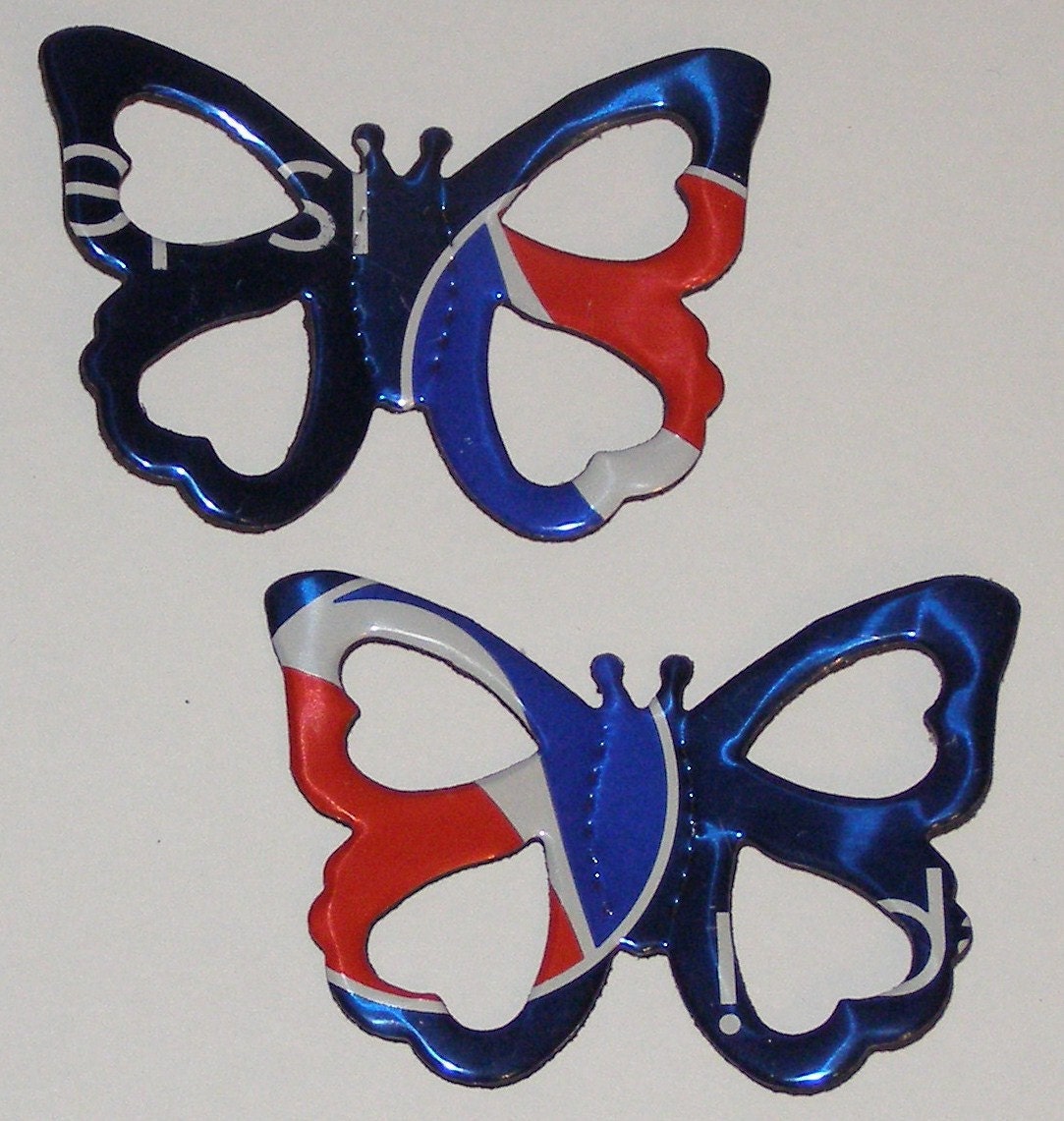 Butterfly Set - Patriotic Red White Blue Cola Soda Can Magnet Set