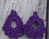 Crochet Purple Dangle Earrings