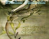 Vintage Mermaid Reproduction Cotton Fabric Art Print 3X4" Applique