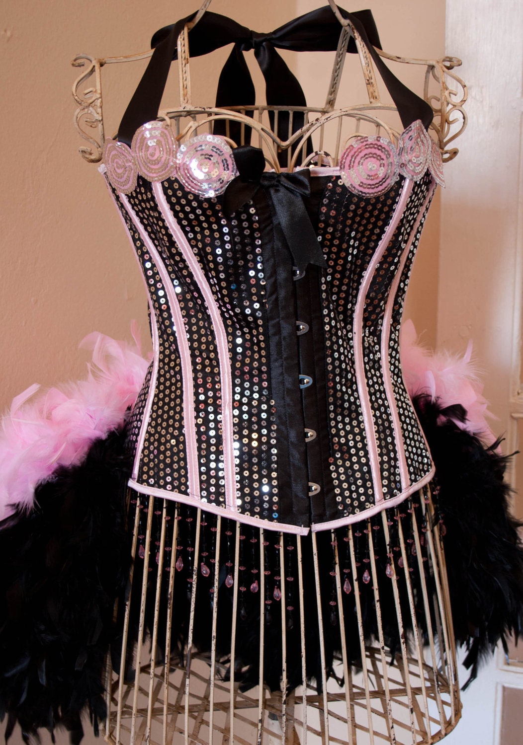 PRINCESS - pink black Circus Corset Burlesque Costume dress