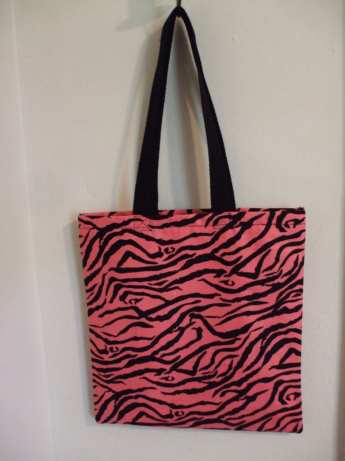 Tarnished Soul - Pink & Black Zebra Print Bag with Black Woven Straps