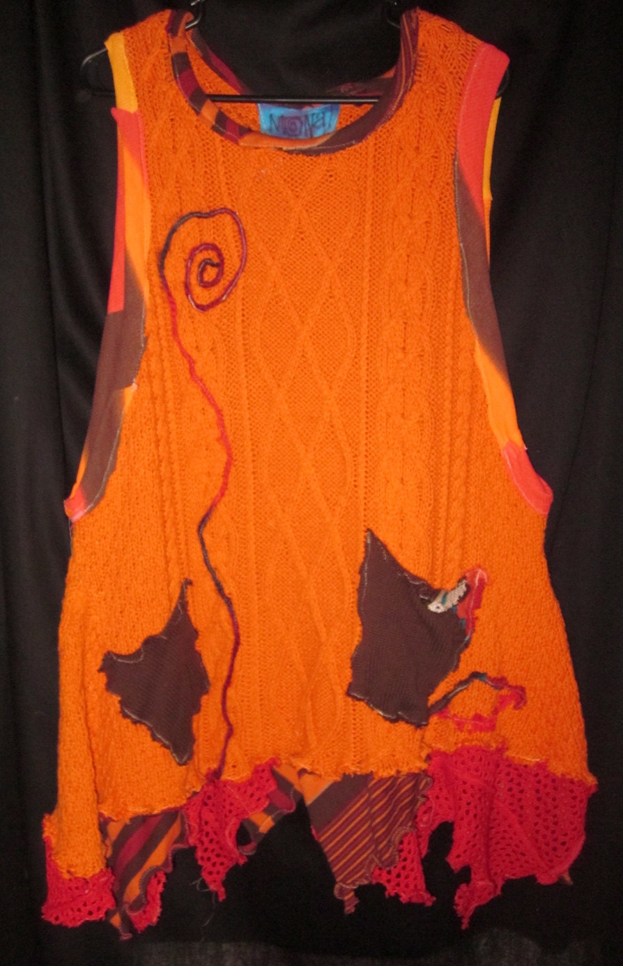 Tunic Vest Cotton upcycled ziggy Hem plus size