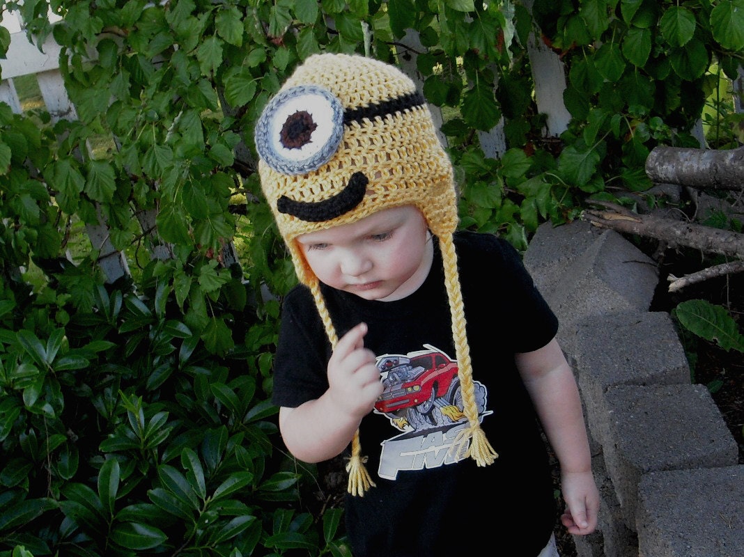 Despicable Me Minion Crochet Earflap hat