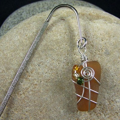 Genuine Honey Brown Sea Glass Bookmark