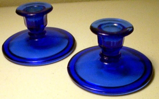 Vintage Cobalt Blue Candle Holders