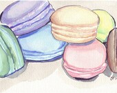 Macarons Watercolor Art Print, 8x10