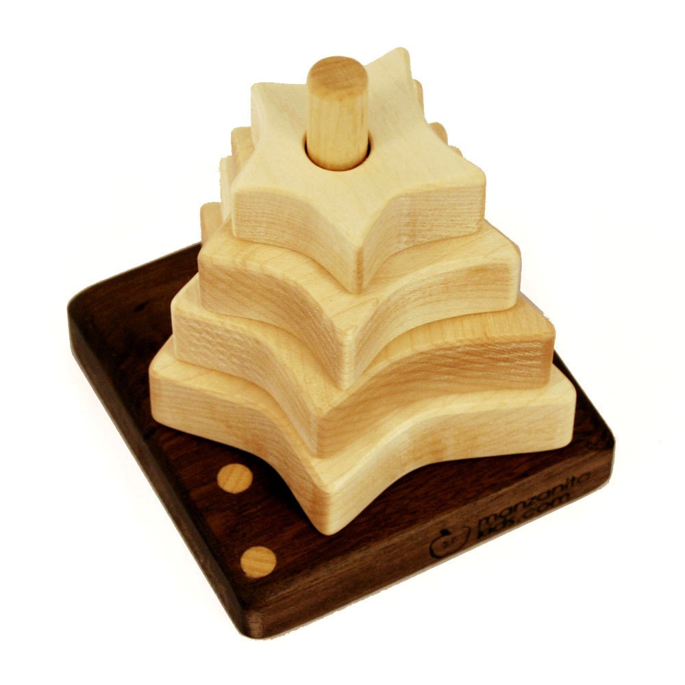 Star Stacker, Big Dipper organic baby developmental toy wood inlay constellation astronomy handmade toy