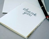 Thanks You Card - Silver on  Ivory - Cursive Font - 5 x 7 inches