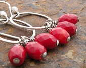 Red Earrings: Sterling Silver, Red Coral