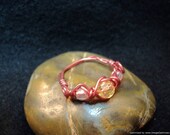 Glass Faceted Bead Wire Ring