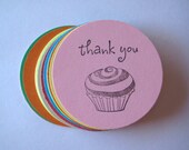 Set of 30 Fun Cupcake Assorted Colors Hand Stamped Thank You Punches