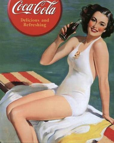 Free US shipping Stylish Handprinted Cotton Art Reproduction Applique Vintage Coca Cola Advertisement of Gil Elvgren