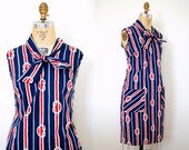 60s dress / 1960s nautical cotton / Remember the Day