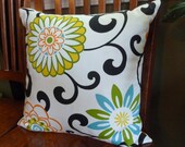 Throw Pillow Cover - Pom Pom Play Floral On White - One 18 Inch