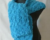 Beautiful Delta Blue Scarf Wool Blend Recycled and Repurposed Artisian Yarn