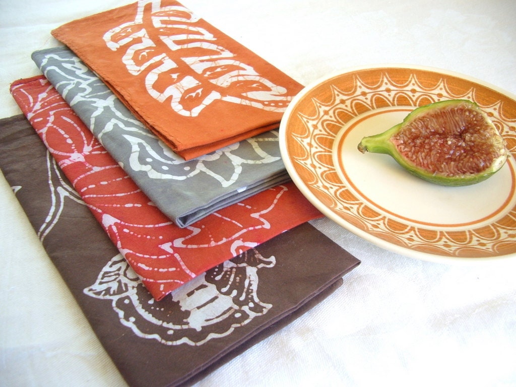 eclectic napkin set. earthy colors
