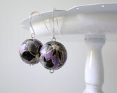 Amethyst Chiyogami Earrings Long Silver Hooks February Gemstome