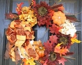 Fall Wreath Sunflowers and Pumpkins 20 inch