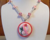 Pink Ribbon Polymer Clay Hemp Necklace