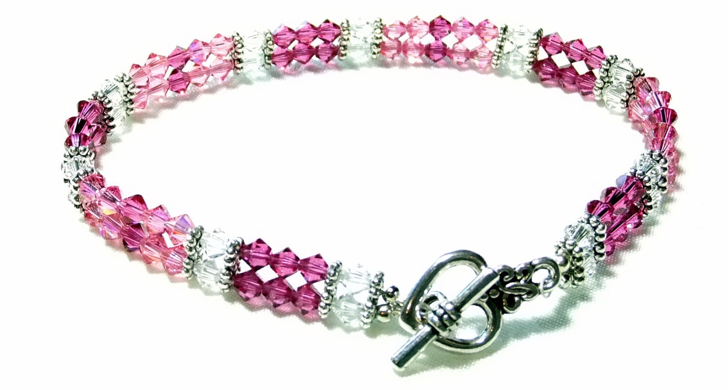 9 Inch Rose Swarovski Crystal Tennis Bracelet