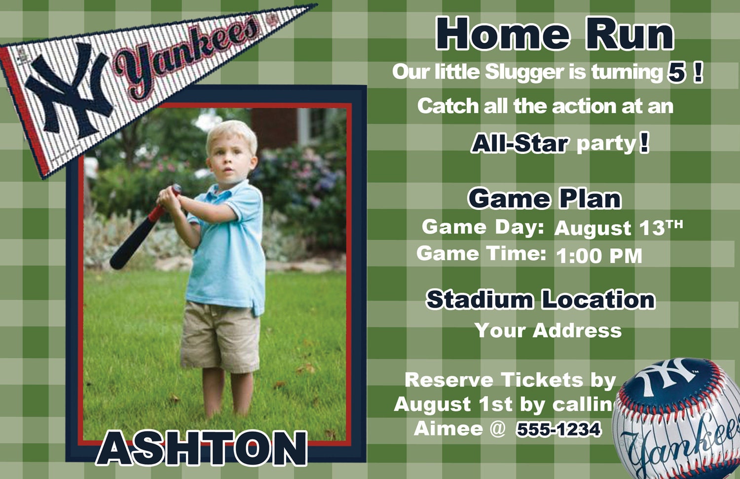 Custom Yankees Baseball Invite