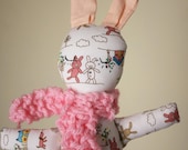 little rabbit whit knitted pink scarf