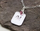 Personalized Monogram Necklace- Sterling Silver, Gemstone