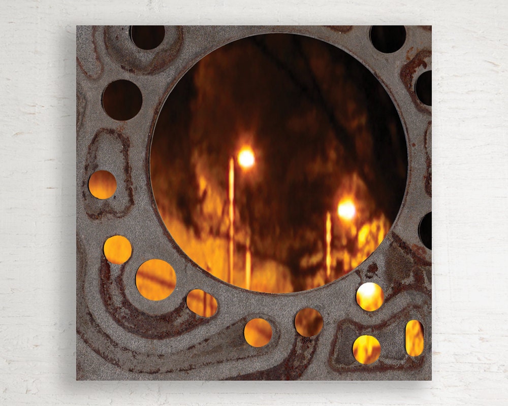 Warm Glow of Technology // Reclaimed Wood Art Block // 5 x 5