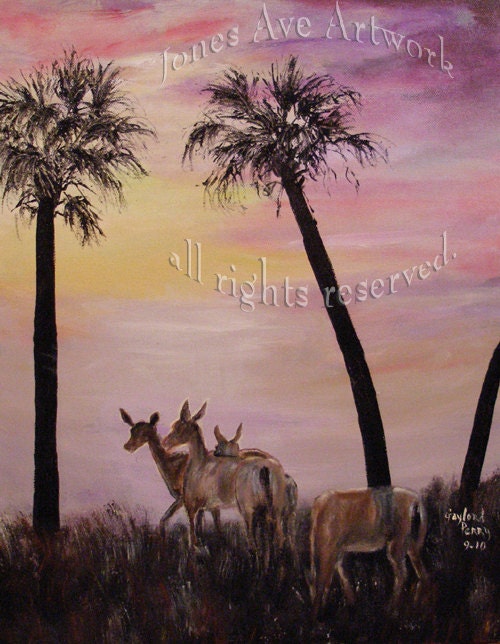 Florida Deer At Sunrise, A Gaylord Perry Painting