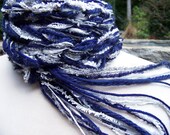 Crochet Scarf - NAVY SKY Pippy Scarf - Navy, Gray, Silver and White, Skinny Scarf, Lightweight Spring Accessory