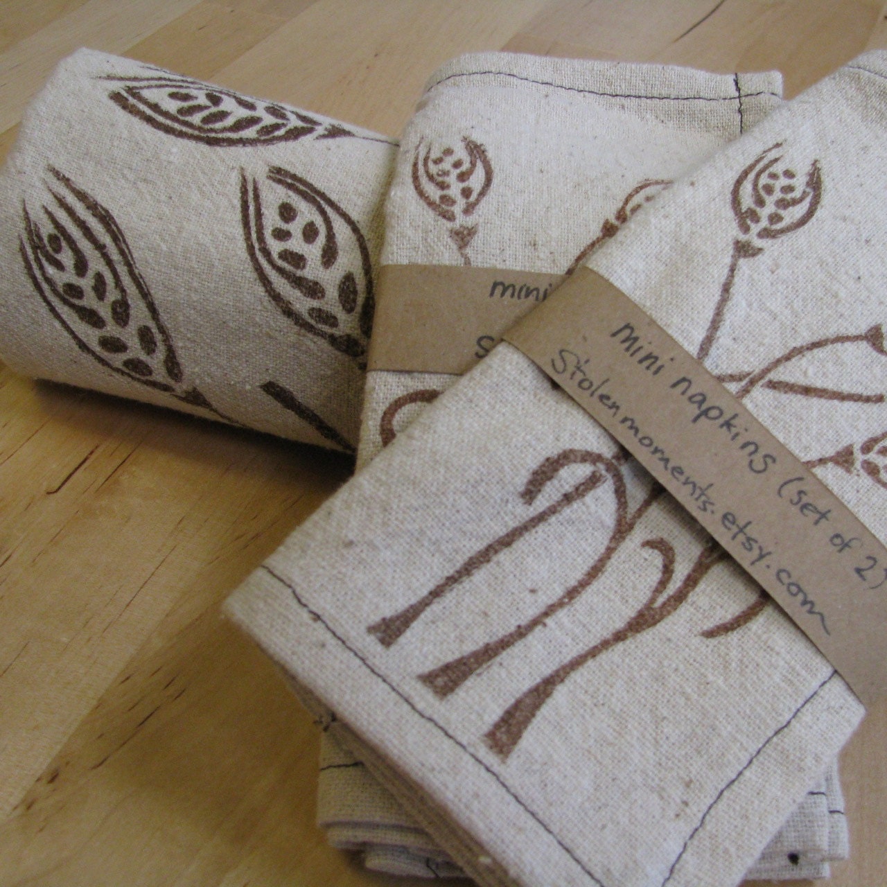 Harvest Wheat Towel and Napkin Set, Hand-Sewn, Hand-Printed