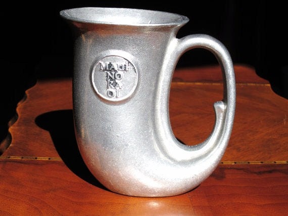 Vintage Tankard Stein Tavern Plough Horn Pewter Style Colonial Pirate Early American