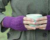 Purple Merino Wool Fingerless Gloves- Knitting for Charity