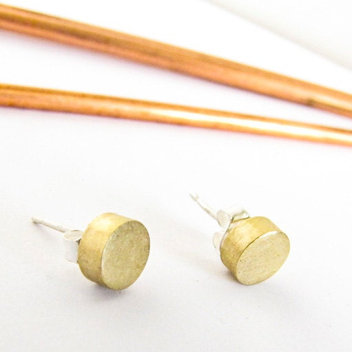 SPRING STUD SALE - Round Studs - Post Earrings in Brass and Sterling Silver