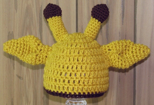 Size: Toddler / Hand Crocheted Giraffe Hat