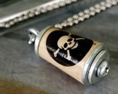 Black Skull Necklace - Cork Jewelry in Test Tube - Upcycled by Uncorked