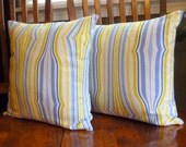 Two 18 Inch Decorative Pillow Covers - Yellow and Blue
