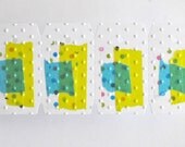 13 Embossed Washi Tape Tags Lime Blue