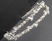 Double Wedding Headband, Bridal Headbands - Diamante Stones and Ivory Pearls, Wedding Hair Accessories