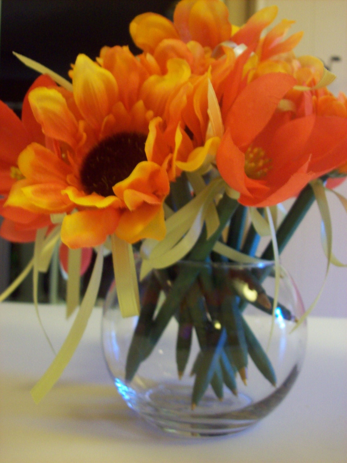 FLOWER pens colors citrus orange  hot pink  mello yellow   pretty